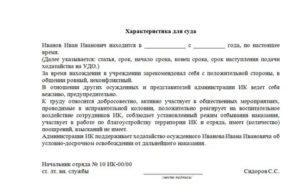 Характеристика в уголовное дело
