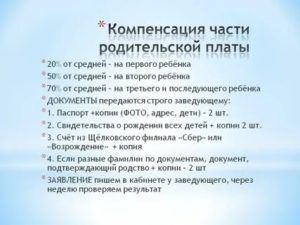 Какие нужны документы в садик для компенсации