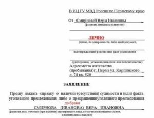 Запрос в мвд о наличии судимости образец