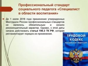 Профессиональный стандарт социального педагога