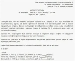 Характеристика в уголовное дело