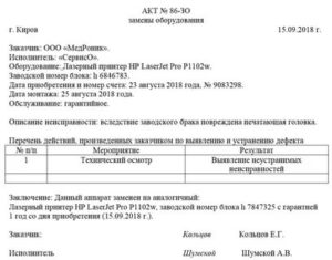 Акт технического осмотра основного средства для списания