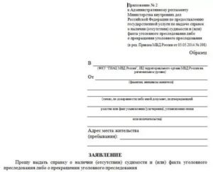 Запрос в мвд о наличии судимости образец