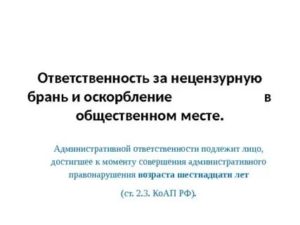 С какого возраста наступает ответственность за нецензурную брань